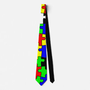Cravate Pièces de puzzle lumineuses et colorées