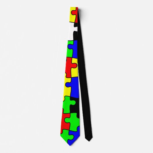 Cravate Pièces de puzzle lumineuses et colorées (Devant)