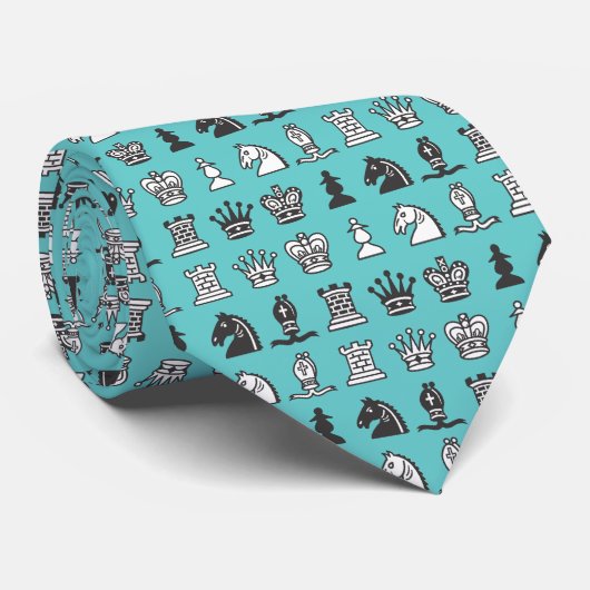 Cravate Pièces d'échecs dans les rangées (Roulé)