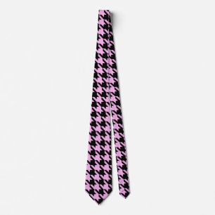 Cravate Pied de fond rose et noir