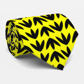 Cravate Pieds d'oiseau Motif noir sur Jaune (Roulé)
