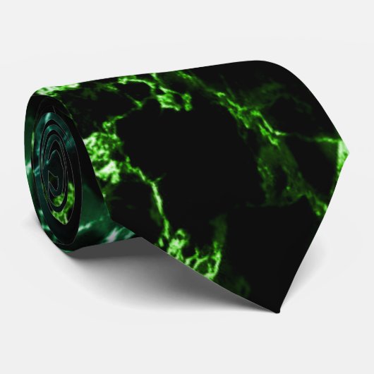 Cravate Pierre en marbre noir et vert tendance - Unique (Roulé)