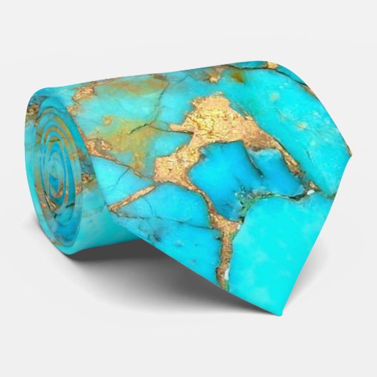 Cravate pierre minérale turquoise (Roulé)