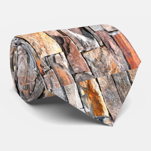 Cravate Pierre | motif en pierre naturelle | briques (Roulé)