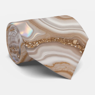 Cravate Pierre précieuse en marbre doré beige