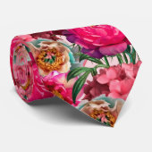 Cravate Pierre rose et blanche et fleurs d'Hydrangée (Roulé)