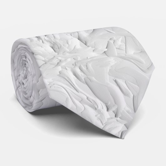 Cravate Pierre texturée blanche, Art Abstrait monochrome (Roulé)