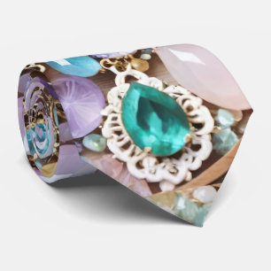 Cravate Pierres précieuses et bijoux pastel en rose et vio