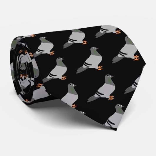 Cravate Pigeon Design noir (Roulé)