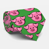 Cravate Piggies roses mignonnes (Roulé)