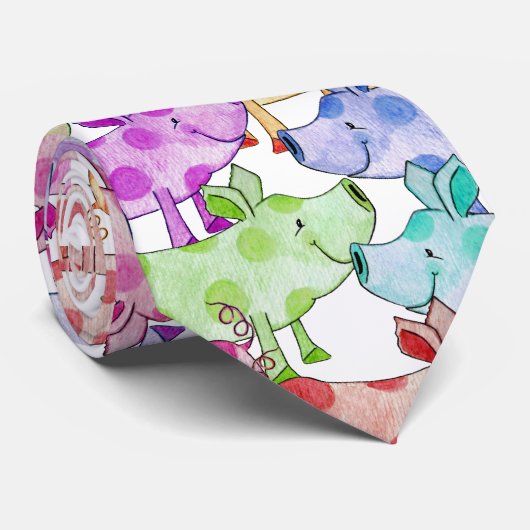 Cravate Piggy Collage (Roulé)