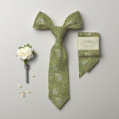 Cravate Pimpernel William Morris Motif d'or vert