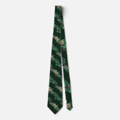 Cravate Pin de Noël cônes Holly Foliage rayé vert (Devant)