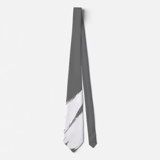 Cravate Pinceau blanc fond gris foncé moderne (Devant)
