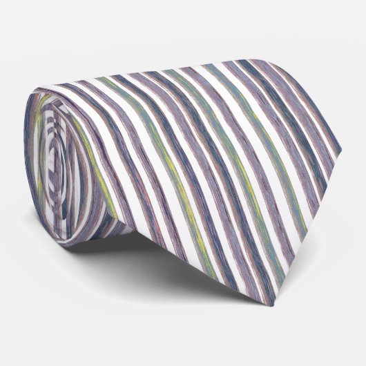 Cravate Pinceau mince vertical violet et vert (Roulé)