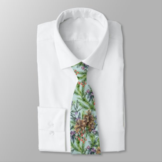 Cravate Pine cône motif Noël vert (Attaché)