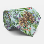 Cravate Pine cône motif Noël vert (Roulé)