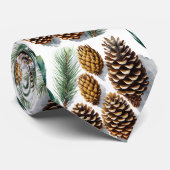 Cravate Pine Cones Aquarelle Art botanique (Roulé)