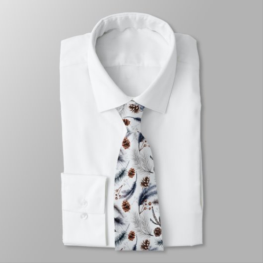 Cravate Pine Cones & Pine Needles Aquarelles Motif (Attaché)