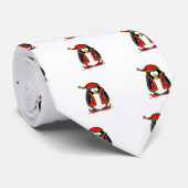 Cravate Pingouin vert d'Elf de Noël (Roulé)