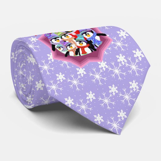 Cravate Pingouins de vacances (Roulé)