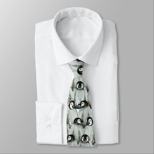 Cravate Pingouins - Motif noir et blanc amusant