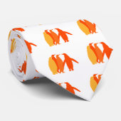 Cravate Pingouins orange (Roulé)