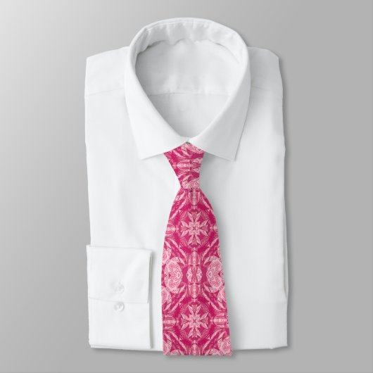 Cravate Pink Abstrait doux Motif Mandala (Attaché)