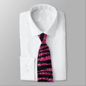 Cravate Pink and Black Zebra Print bling (faux glitter) (Attaché)