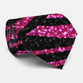 Cravate Pink and Black Zebra Print bling (faux glitter) (Roulé)