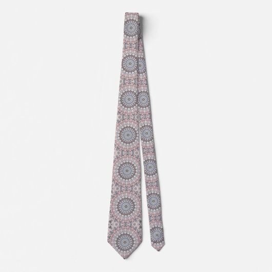 Cravate Pink and Gray Feminine Medallion Pattern (Devant)