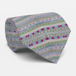 Cravate Pink and Green Pretty Hearts Pattern