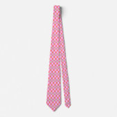 Cravate Pink and Sand Beige Retro Checkerboard Pattern (Devant)
