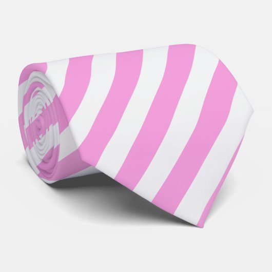 Cravate Pink and white candy stripes (Roulé)