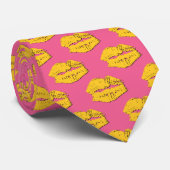 Cravate Pink and Yellow XOXO Kissing Lips (Roulé)