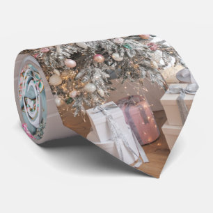 Cravate Pink Aqua Bleu coloré Noël Gingerpain Arbre