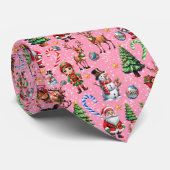 Cravate Pink Background Christmas Decorative Pattern (Roulé)
