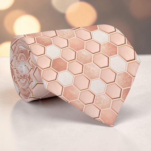 Cravate Pink Bee Hive Pattern Custom Necktie