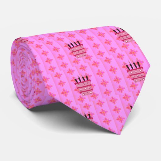 Cravate Pink Bird Cake Art Imprimer (Roulé)