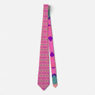 Cravate Pink Blue Art Déco Motif Saint Valentin Cadeau