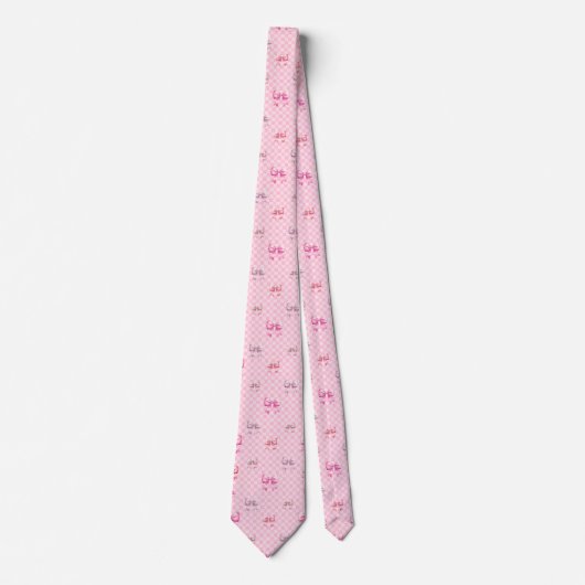 Cravate Pink Coquette Bow Checboard (Devant)