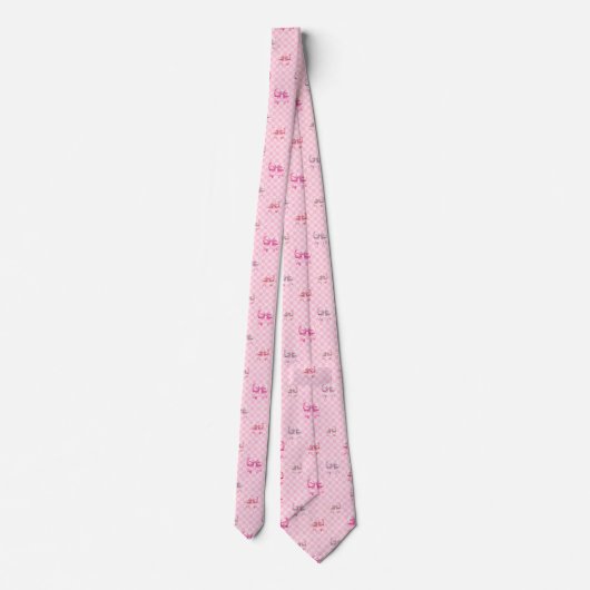Cravate Pink Coquette Bow Checboard (Dos)