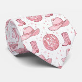 Cravate Pink Cowgirl Disco Party esthétique (Roulé)