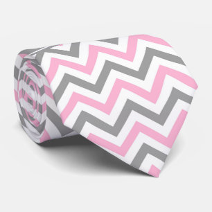 Cravate Pink Dk Gray White LG Chevron Gray Name Monogram