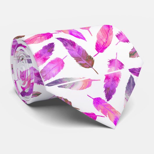 Cravate Pink Flamingo Feathers Neck Tie (Roulé)
