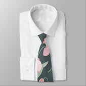 Cravate Pink flowers on dark green seamless (Attaché)