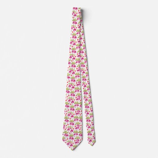 Cravate Pink Fuchsia Floral Pattern – Retro Botanical (Devant)