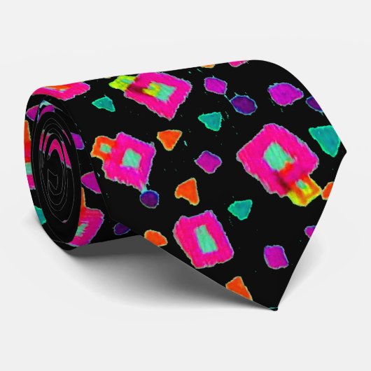 CRAVATE PINK FUCHSIA NOIR DÉCO ABSTRAIT (Roulé)