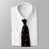 CRAVATE PINK FUCHSIA NOIR DÉCO ABSTRAIT (Attaché)
