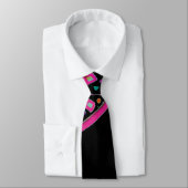 CRAVATE PINK FUCHSIA NOIR DÉCO ABSTRAIT (Attaché)